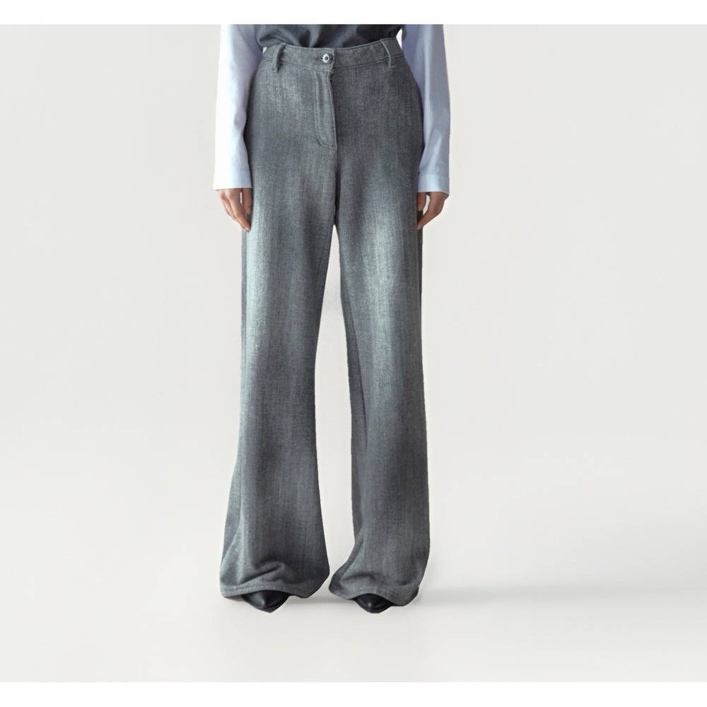 SHAFT FLORENCE FLARE CHINO PANTS SG FELPA NERA DISTRESSED GRAY HIGH RISE SIZE 28